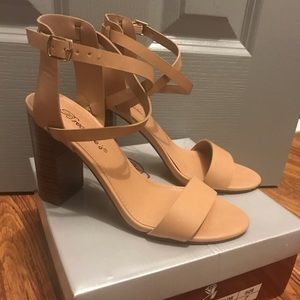 Nude Block Heel Sandals